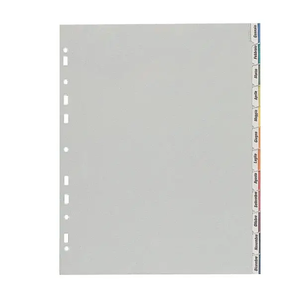Separatore - 12 tacche personalizzabili - PP - 22x30 cm - grigio - Favorit