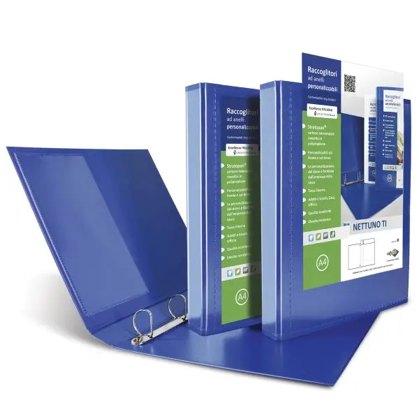 Raccoglitore personalizzabile Nettuno Ti - 22 x 30 cm - 4 anelli a D 30 mm - dorso 3,5 cm - blu - Sei Rota