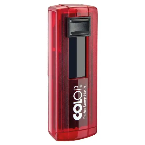 Timbro Pocket Stamp Plus 30 - 18 x 47 mm - 5 righe - autoinchiostrante - rosso rubino - Colop