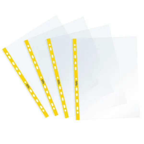 Buste forate Sprint - c/ banda - liscia - 22 x 30 cm - giallo - Favorit - conf. 25 pezzi