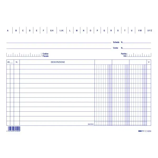 Schede - 3 colonne - 15 x 21 cm orizzontale - Edipro - conf. 100 pezzi