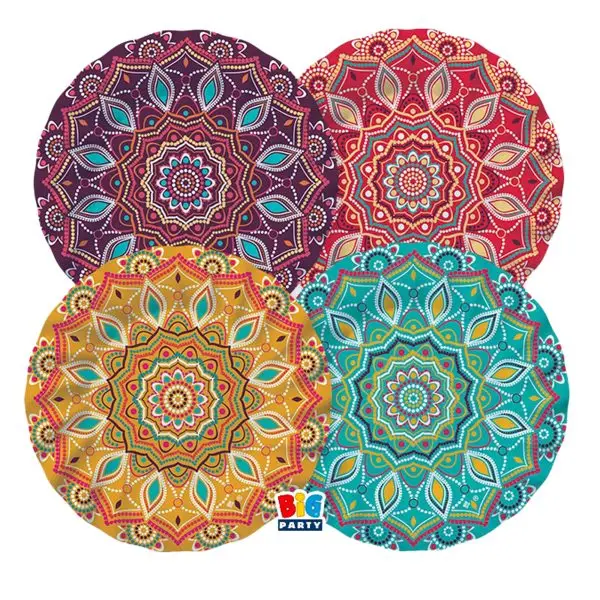 Piatto Mandala - diametro 25 cm - carta - Big Party - conf. 8 pezzi
