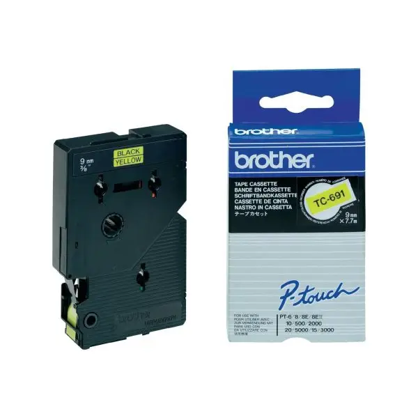 Brother - Nastro - Nero/Giallo - TC691 - 9mm x7,7mt