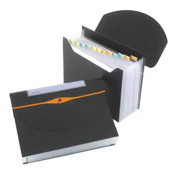 Portadocumenti a soffietto Optima - 13 tasche - 23 x 33 cm - PP- nero - Rexel