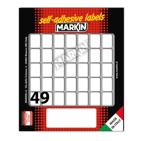 Etichette adesive - in carta - permanenti - 19 x 14 mm - 49 et/fg - 10 fogli - bianco - Markin