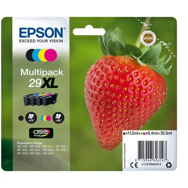 Epson - Confezione Cartuccia ink - 29XL - C/M/Y/K - C13T29964012 - C/M/Y 6,4ml cad - K 11,3ml