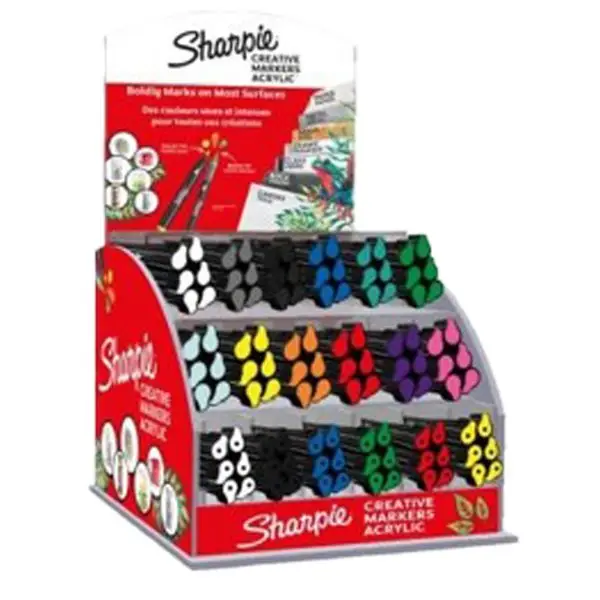 Marcatore acrilico - punta tonda e a pennello - colori assortiti - Sharpie - expo 144 pezzi