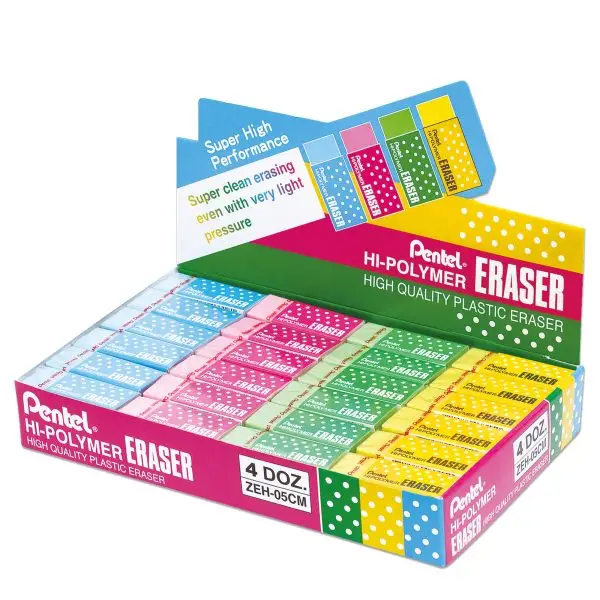 Mini gomma Hi Polymer - colori assortiti - Pentel - display 48 pezzi