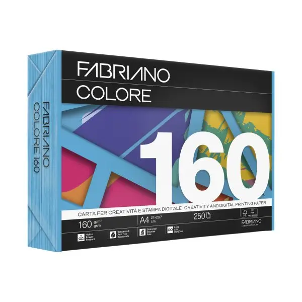 FabrianoColore - A4 - 160 gr - colori forti azzurro - Fabriano - conf. 250 fogli