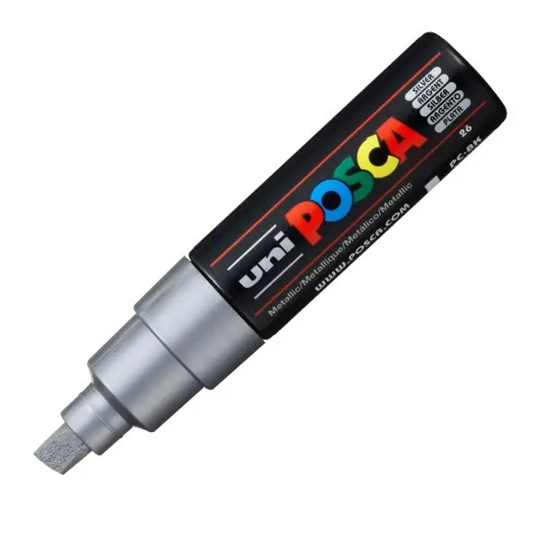 Marcatore Uni Posca PC8K  - punta a scalpello 8mm - argento - Uni Mitsubishi