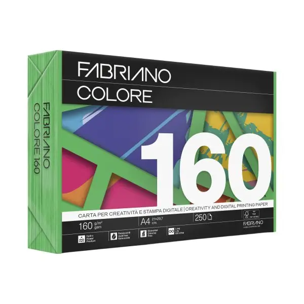 FabrianoColore - A4 - 160 gr - colori forti verde - Fabriano - conf. 250 fogli