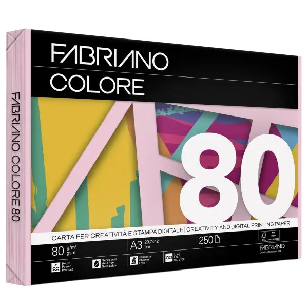 FabrianoColore - A3 - 80 gr - colori tenui rosa - Fabriano - conf. 250 fogli