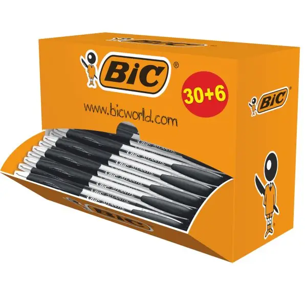 Penne a sfera a scatto Atlantis - punta 1,0mm  - nero  - Bic - conf. 30 + 6 pezzi