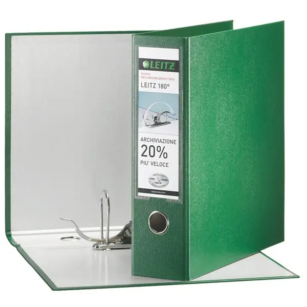 Registratore Leitz 180° G65 - dorso 8 cm - protocollo 23 x 33 cm - verde - Leitz