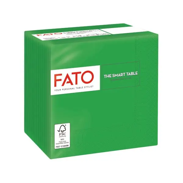Tovagliolo - carta - 24 x 24 cm - 2 veli - verde smeraldo - Fato - conf. 100 pezzi