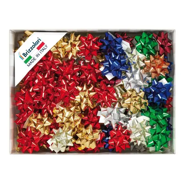 Stelle di nastro metal 6870 - 10 mm - diam. 5 cm - colori assortiti - Brizzolari - conf. 100 pezzi