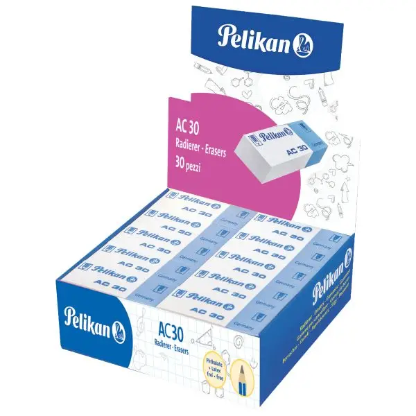 Gomma AC30 - bianca e blu - Pelikan - conf. 30 pezzi