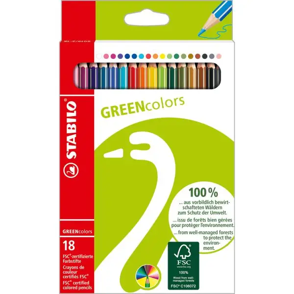 Pastelli GreenColors - diametro mina 2,5 mm - Stabilo - astuccio 18 pezzi