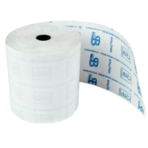 Rotolo registratore cassa - 57,5 mm x 60 m - 55 gr - diametro esterno 68 mm - anima 12 mm - carta termica BPA free - Sabacart - blister 10 pezzi
