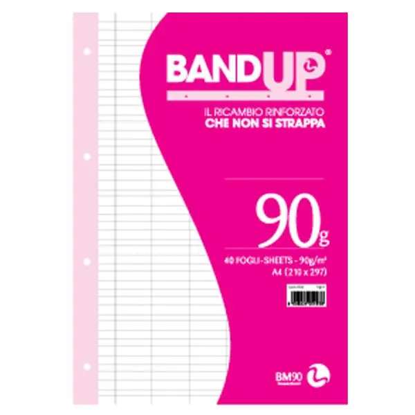 Ricambi BandUp forati rinforzati - A4 - rigo di 1a - 90gr - BM - conf. 40 pezzi