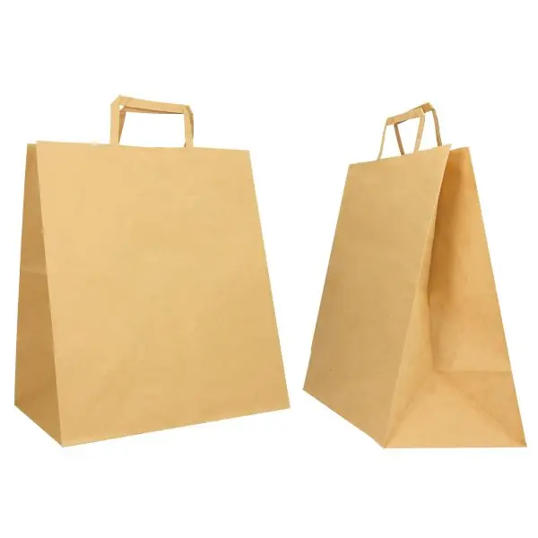 Shopper Flat Large - maniglie piattina - 28 x 17 x 32 cm - carta kraft - avana - Mainetti Bags - conf. 250 pezzi