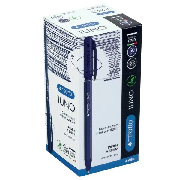 Penna sfera Tratto Uno Green - punta media 1 mm - blu - Tratto - conf. 50 pezzi