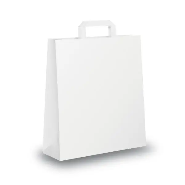 Shopper - maniglia piattina - 26 x 11 x 35 cm - carta kraft - bianco - Mainetti Bags - conf. 25 pezzi