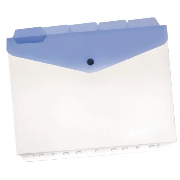 Buste a foratura universale con bottone e separatori - A4 - trasparente - Beautone - conf. 5 pezzi