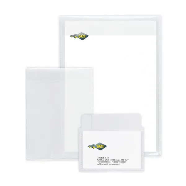 Buste con patella Soft P - PPL - 8,6 x 5,4 cm - liscio - trasparente - Sei Rota - conf. 25 pezzi