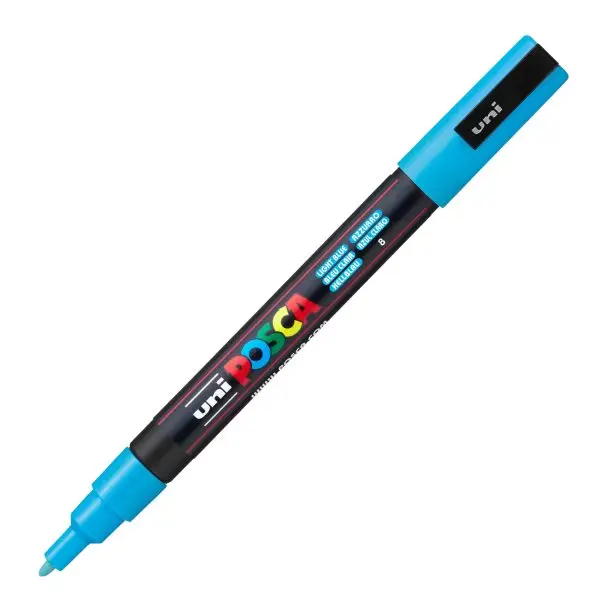 Marcatore a base d'acqua Uni Posca PC3M  - punta fine da 0,9mm a 1,3mm - azzurro - Uni Mitsubishi
