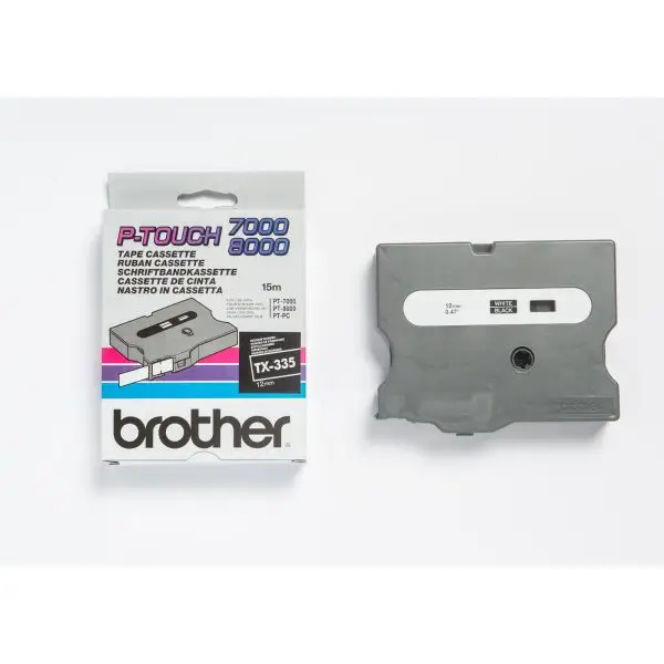 Brother - Nastro - Bianco/Nero - TX335 - 12mm x15mt