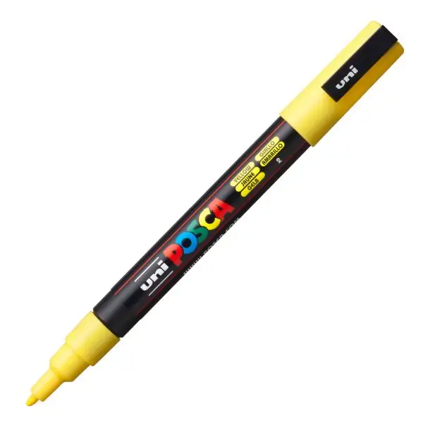 Marcatore a base d'acqua Uni Posca PC3M  - punta fine da 0,9mm a 1,3mm - giallo - Uni Mitsubishi