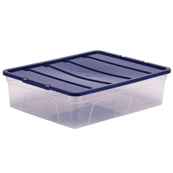 Contenitore multiuso Bankers Box - 32 x 40 x 11 cm - 12 L - PP - con coperchio blu - trasparente - Fellowes