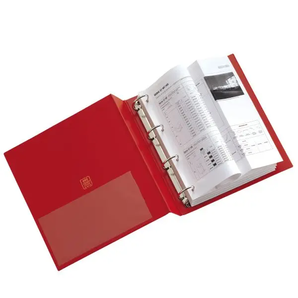 Raccoglitore Stelvio - 22 x 30 cm - 4 anelli a R 30 mm - dorso 3,5 cm - rosso - Sei Rota