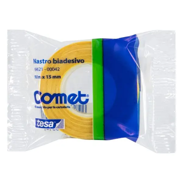 Nastro biadesivo - 15 mm x 10 m - PP - trasparente - Comet