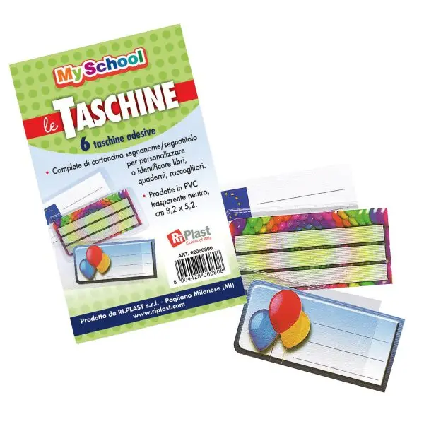 Taschine adesive - 8,2 x 5,2 cm - PVC - neutro trasparente - Colorosa - conf. 6 pezzi