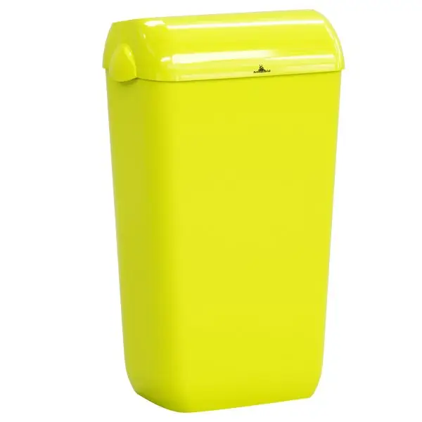 Cestino gettacarte Skin - con coperchio - 54,5 x 22,5 x 33,5 cm - 23 L - giallo fluo - Mar Plast
