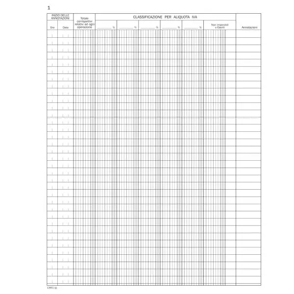 Registro corrispettivi per mancato o irregolare funzionamento - 46 pagine numerate - 31 x 24,5 cm - DU138610000 - Data Ufficio