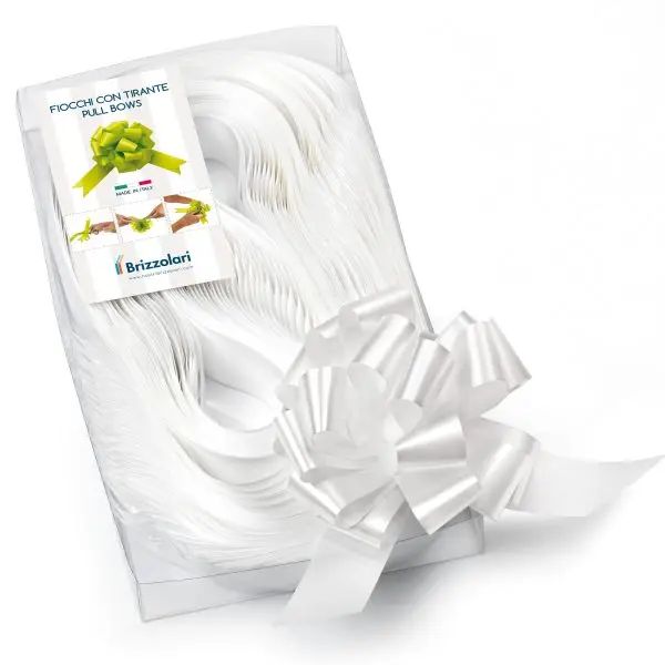 Nastri strip 6800 - in polipropilene - bianco 01 - per fiocco autocomponibile - 31 mm - diametro 13 cm - Brizzolari - conf. 30 pezzi