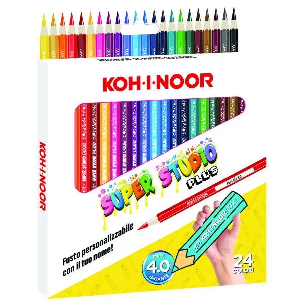 Matite colorate Studio - diametro mina 2,8 mm - colori assortiti - Koh.I.Noor - astuccio 24 pezzi