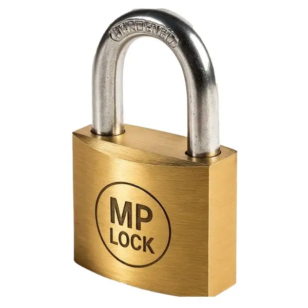 Lucchetto ad arco - ottone massiccio - 5 x 3 x 1,2 cm - oro - Metalplus