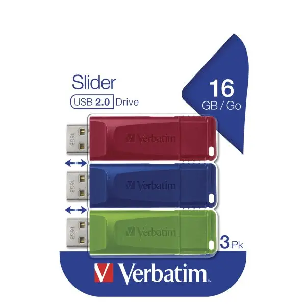 Verbatim - USB Pen Drive 3.2 Gen 1 Drive - 16 GB - rosso/giallo/blu - conf. 3 pezzi - 49306