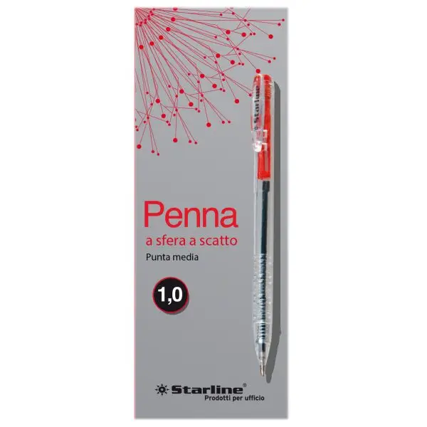Penna a sfera a scatto  - punta 1,0mm - rosso - Starline - conf. 20 pezzi
