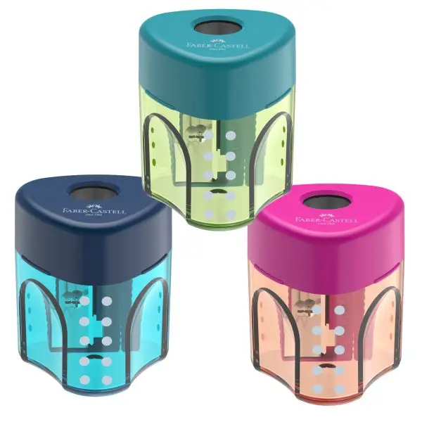 Temperamatite con contenitore - 1 foro - triangolare - con serbatoio - Faber-Castell