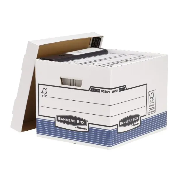 Scatola archivio Bankers Box System - con coperchio - 33,3 x 28,5 x 38 cm - bianco - Fellowes