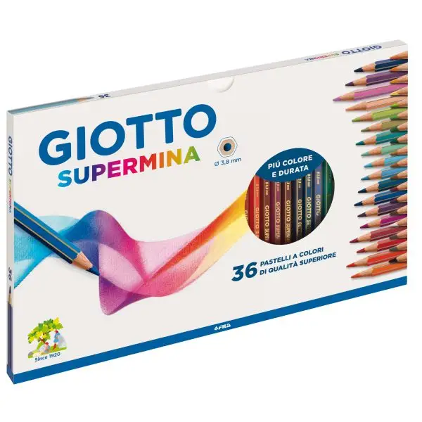 Pastello Supermina - mina 3,8 mm - colori assortiti - Giotto - astuccio 36 pezzi