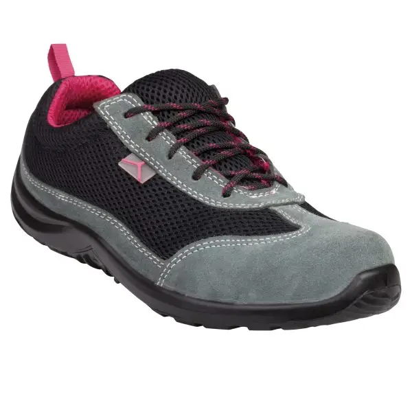 Calzatura di sicurezza Como S1P SRC - pelle scamosciata/poliestere mesh - numero 40 - nero/fucsia - Deltaplus