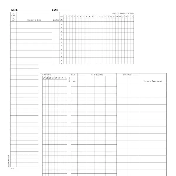 Registro presenze mensili - 48 pagine - 31 x 24,5 cm - DU131301200 - Data Ufficio