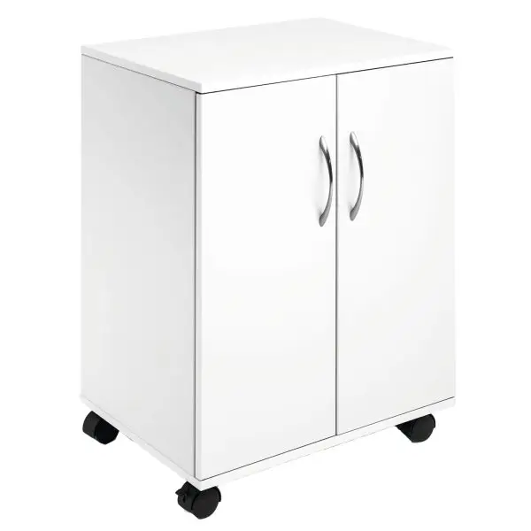 Mobiletto Multifunzione 74/53 - con ante alte e ruote - 4 ripiani - 52,8 x 40 x 73,7 cm - bianco - Durable