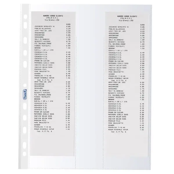 Buste forate - per 4 scontrini fiscali - 25,2 x 30,7 cm - Favorit - conf. 10 pezzi